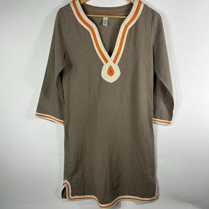 Vintage Lucky Brand Tan Linen Blend Boho Tunic Dress Sz XS